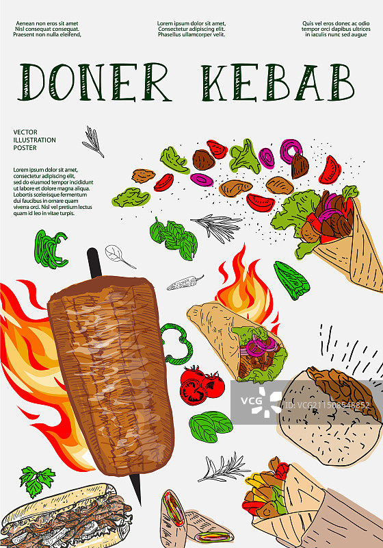 土耳其烤肉餐厅海报模板设计图片素材