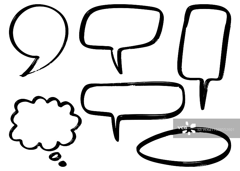手绘涂鸦草图风格的语音气泡图片素材