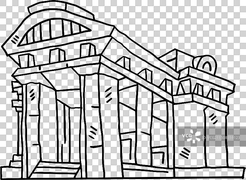 带门和窗户的石头建筑图片素材