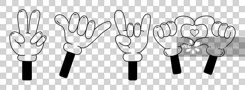 戴手套的卡通手势图片素材