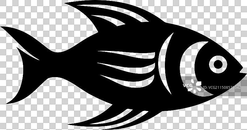 鱼-黑色和白色孤立的图标图片素材