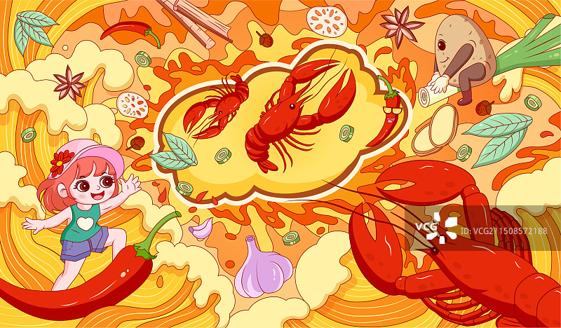 主视觉小龙虾插画图片素材