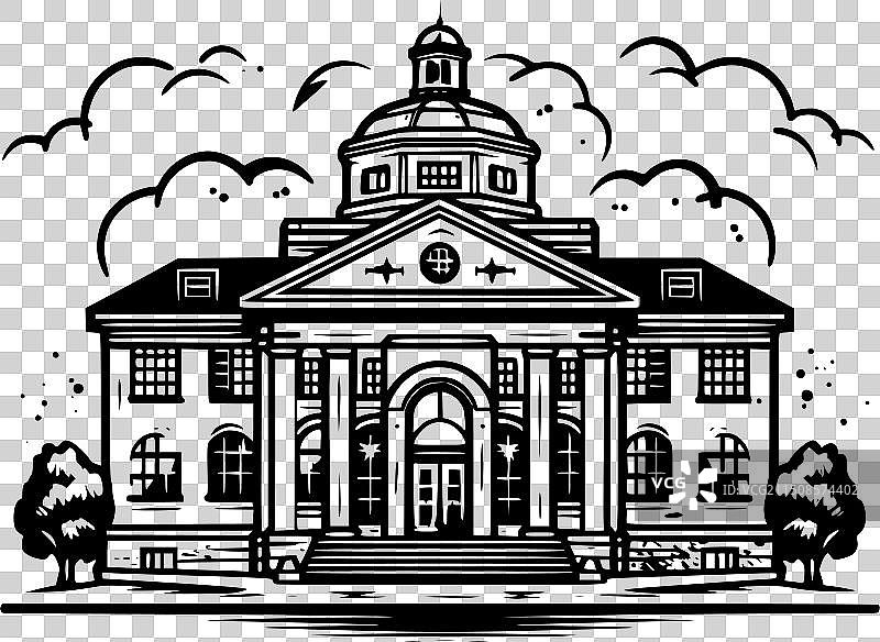 黑白学校图片素材