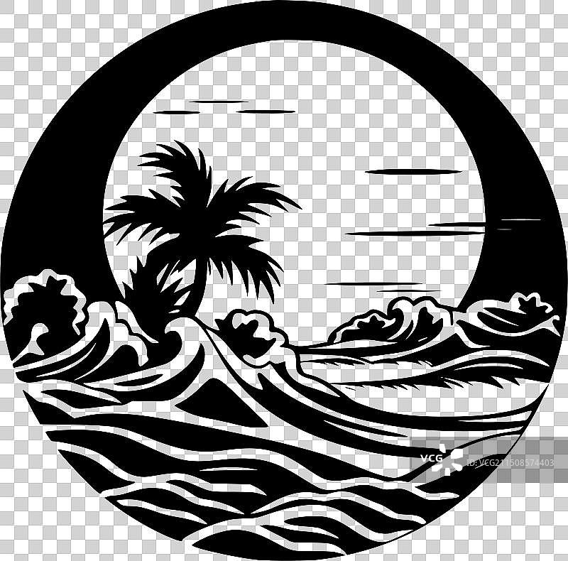 简约海上剪影图片素材