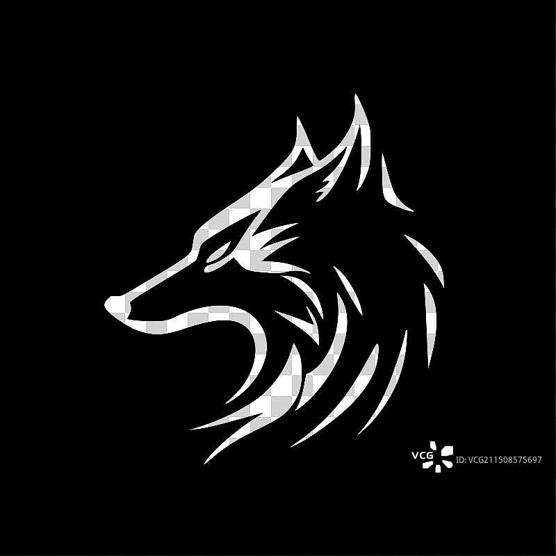 狼 - 简约扁平风logo图片素材