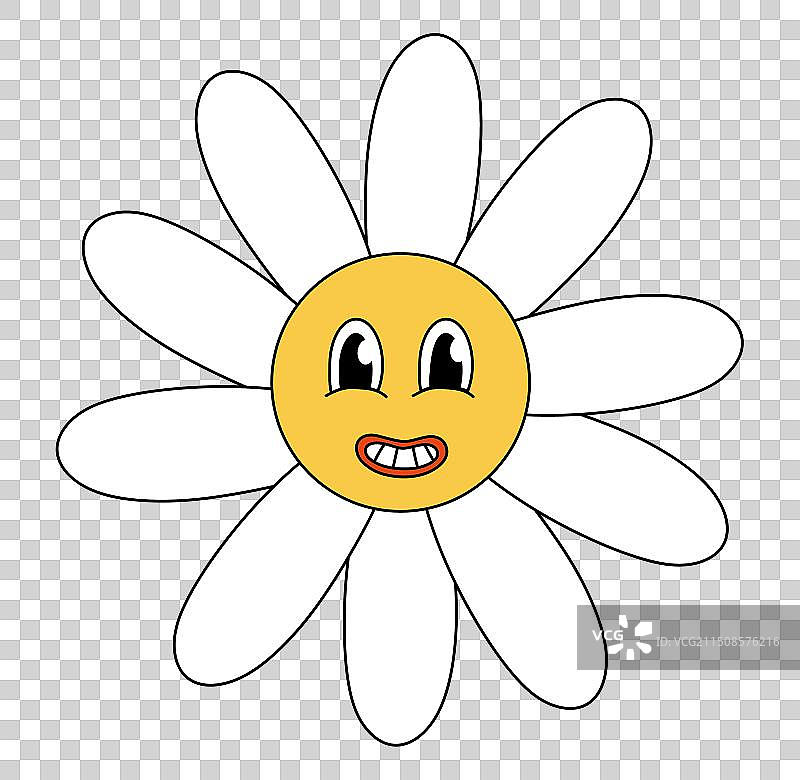 复古70年代60年代80年代嬉皮可爱雏菊花朵图片素材