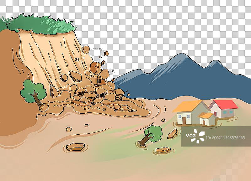 山洪泥石流淹没了山村图片素材