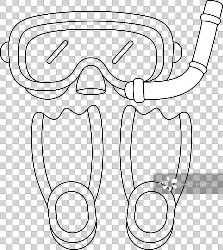 面罩呼吸管脚蹼手绘符号图片素材