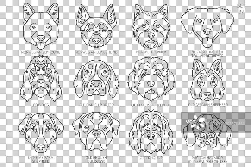 按字母顺序排列的狗头剪影图片素材