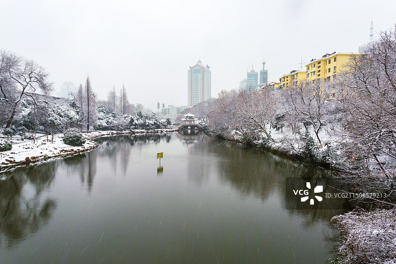 合肥市银河公园雪景图片素材