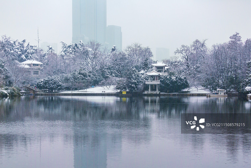 合肥市银河公园雪景图片素材