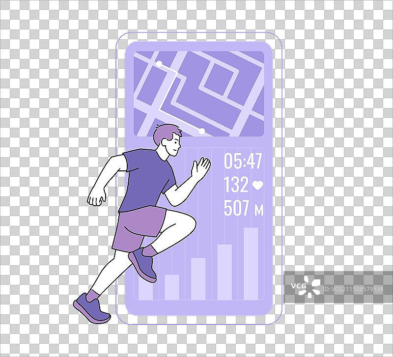 男人使用健身追踪App跑步图片素材