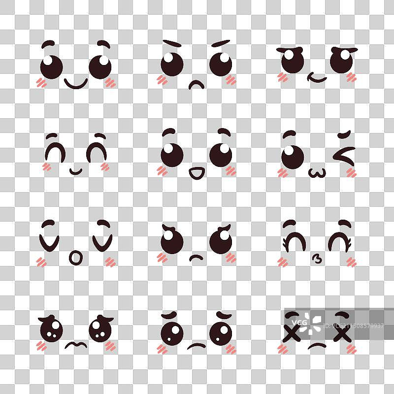 扁平设计手绘可爱面孔图片素材