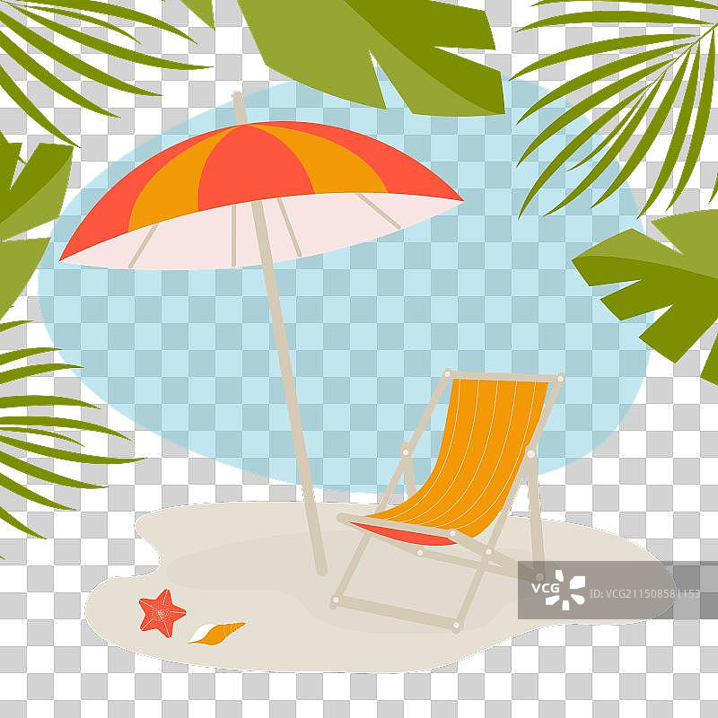 带沙滩遮阳伞的躺椅图标图片素材