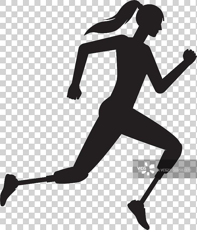 抽象残疾运动员剪影图片素材