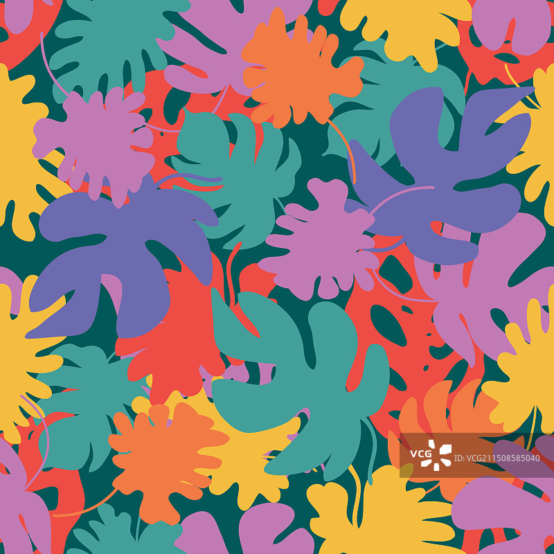 龟背竹叶无缝图案完美印花图片素材