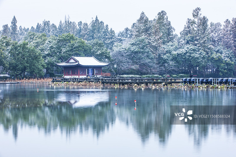 浙江杭州，西湖雪景。图片素材