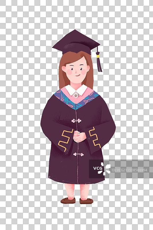 毕业季毕业照单人学士服毕业生庆祝开心照相动作学生卡通扁平插画免抠元素图片素材