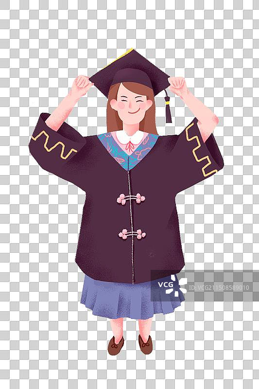 毕业季毕业照单人学士服毕业生庆祝开心照相动作学生卡通扁平插画免抠元素图片素材