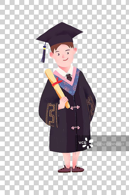毕业季毕业照单人学士服毕业生庆祝开心照相动作学生卡通扁平插画免抠元素图片素材