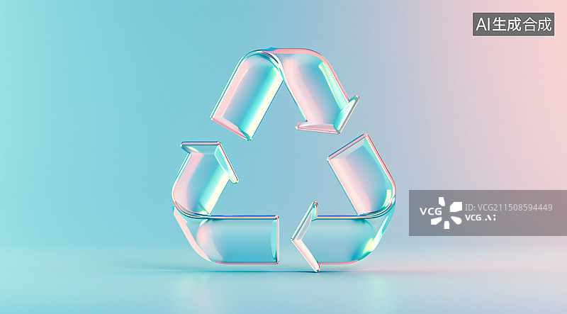 【AI数字艺术】玻璃回收标志绿色环保可再生能源背景图片素材