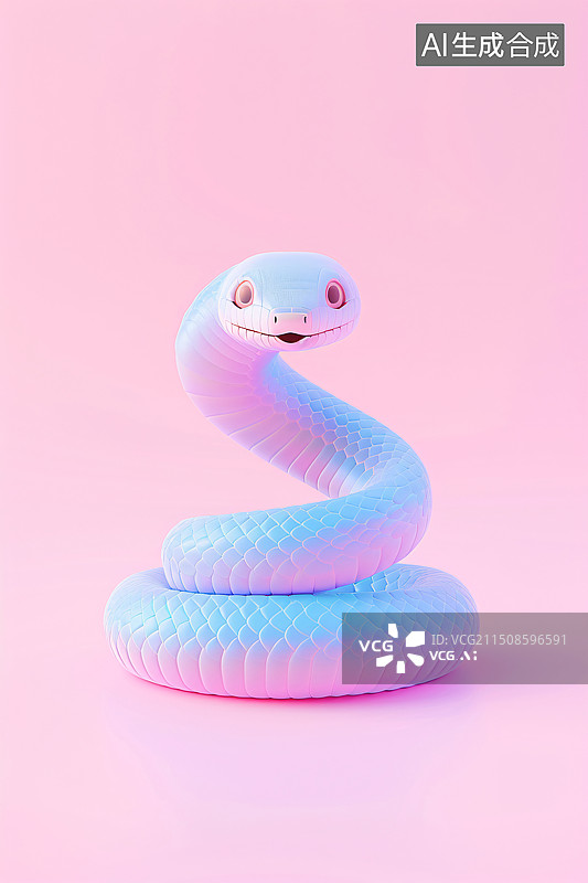 【AI数字艺术】3D渲染庆祝蛇年IP吉祥物概念设计图片素材