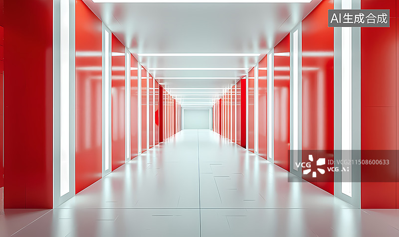 【AI数字艺术】红色艺术建筑空间背景图片素材