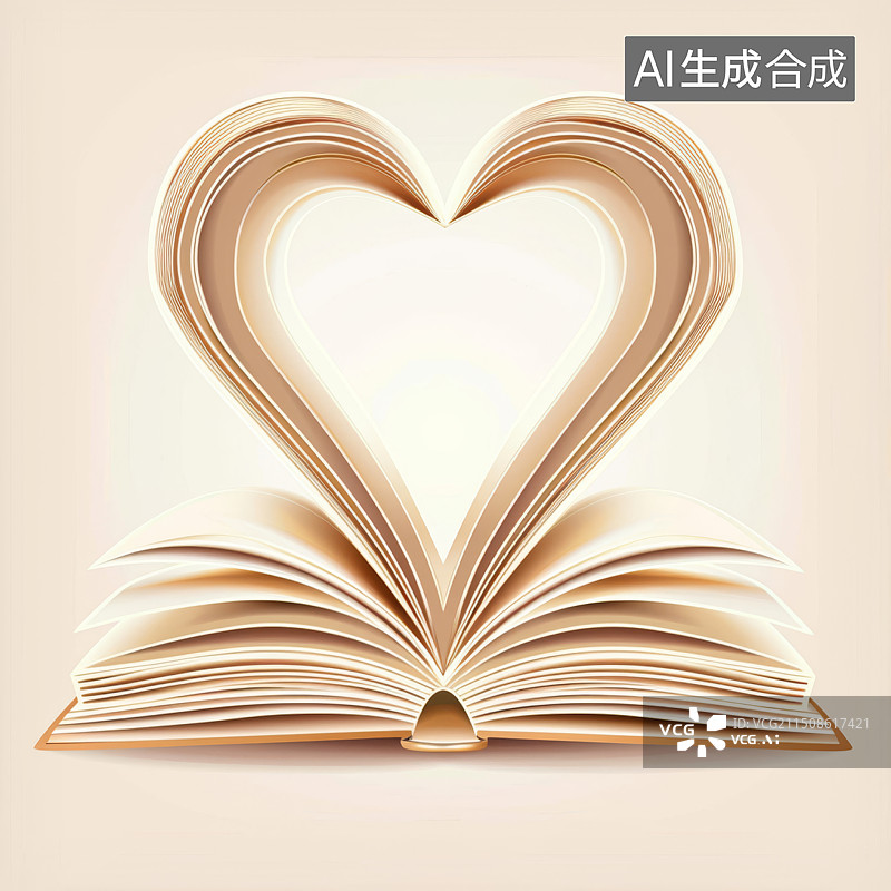 【AI数字艺术】心形书本素材图片图片素材