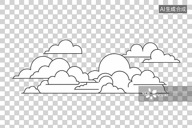 【AI数字艺术】天空中云的线描画元素图片素材