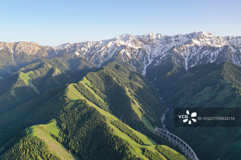 果子沟与赛里木湖图片素材