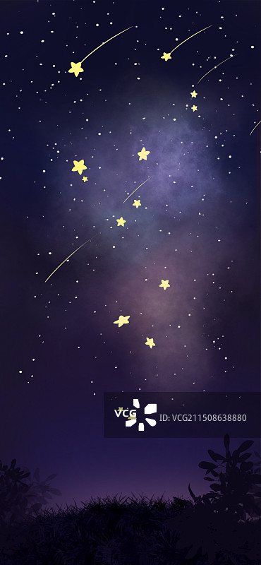 夜晚星空银河插画图片素材