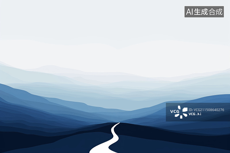 【AI数字艺术】一条曲折的道路延伸到远方图片素材