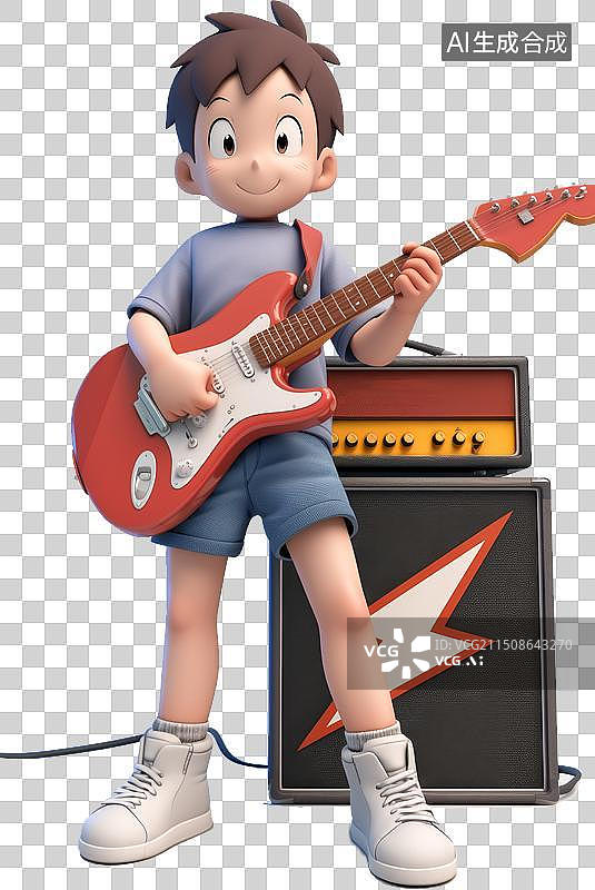 【AI数字艺术】弹吉他的男生图片素材