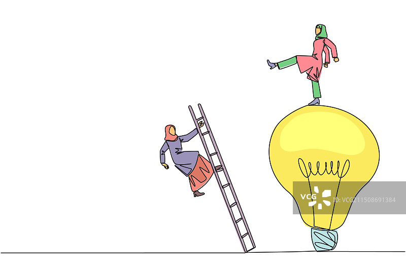 阿拉伯女商人单线连续绘图图片素材