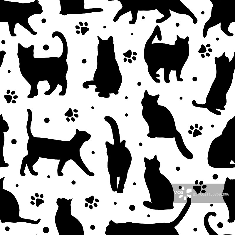 猫咪重复背景无缝图案图片素材