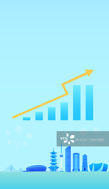 徐州城市经济增长矢量插画，徐州城市GDP，高端理财股市箭头涨幅上涨互联网金融证券活动图片素材