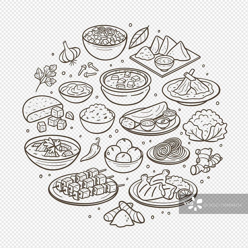 印度食品涂鸦合集图片素材