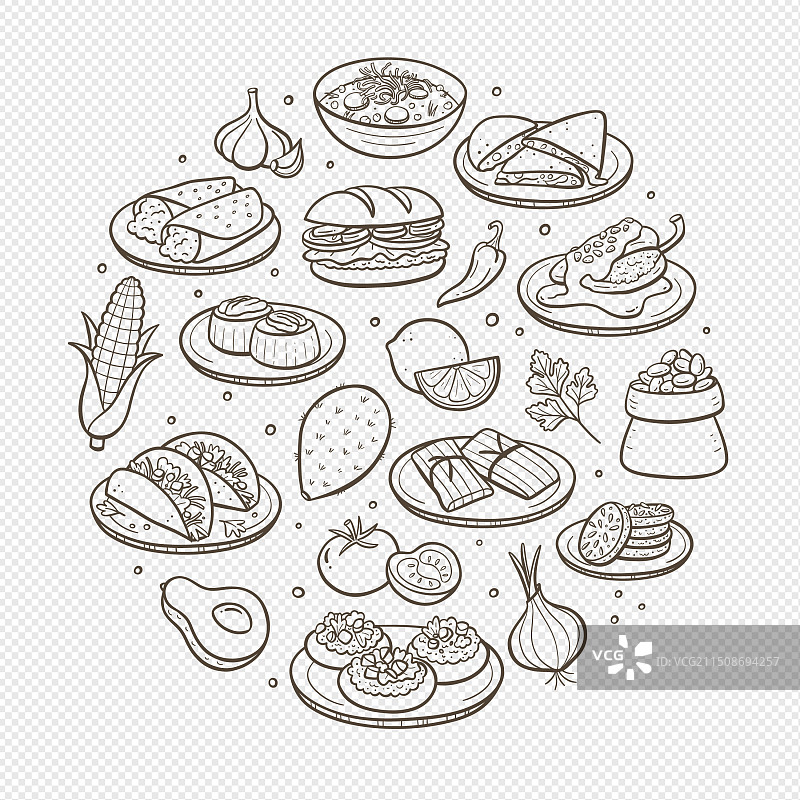 墨西哥美食涂鸦合集图片素材