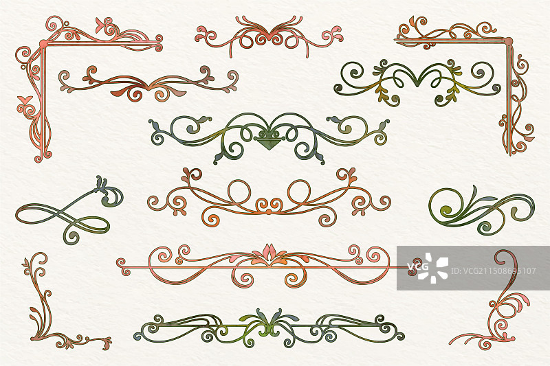 优雅的漩涡和边框合集图片素材