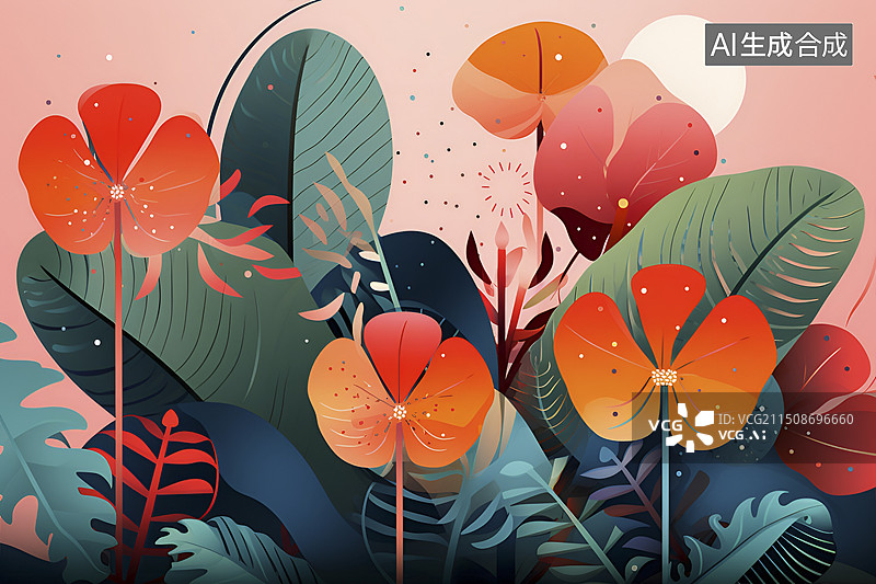 【AI数字艺术】包装纸图案设计:热带植物图片素材
