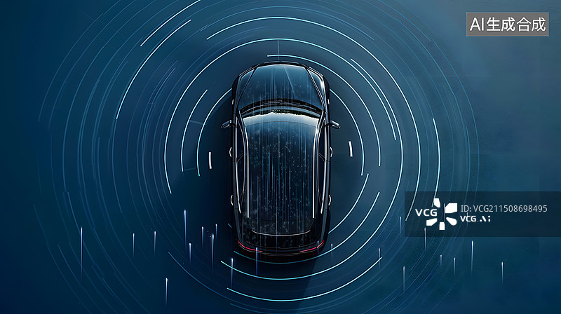 【AI数字艺术】车路云一体化智慧交通无人驾驶雷达感应图片素材