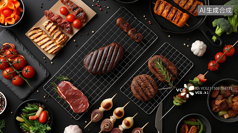 【AI数字艺术】餐饮 美食 烤肉图片素材