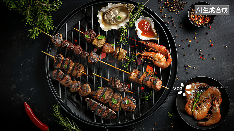 【AI数字艺术】餐饮 美食 烤肉图片素材