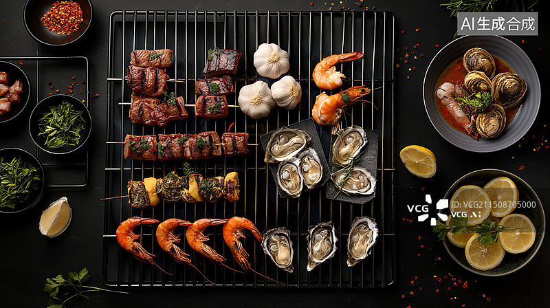 【AI数字艺术】餐饮 美食 烤肉图片素材