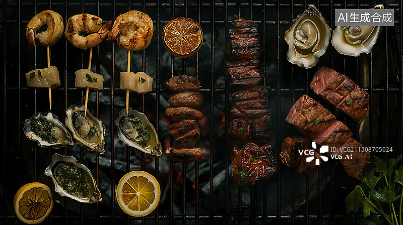 【AI数字艺术】餐饮 美食 烤肉图片素材