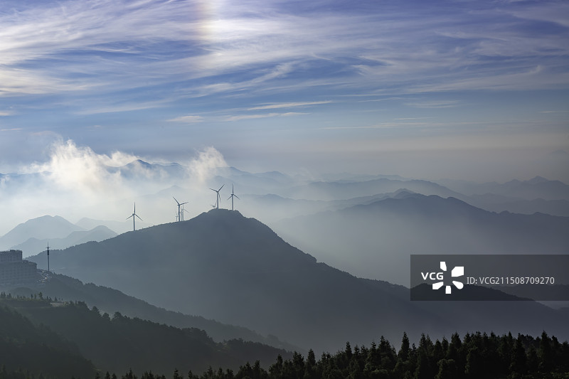 九宫山山顶鸟瞰--湖北通山县图片素材