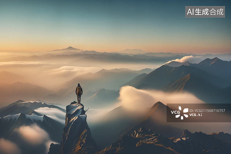 【AI数字艺术】山顶的日出图片素材