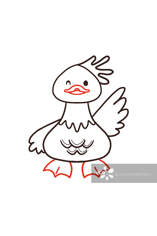 中华秋沙鸭 线条图片素材