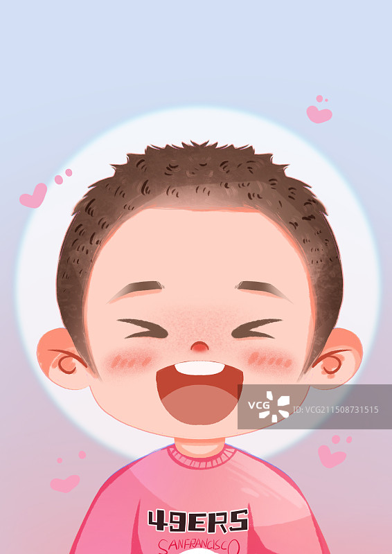 一个笑的很开心的寸头男生图片素材