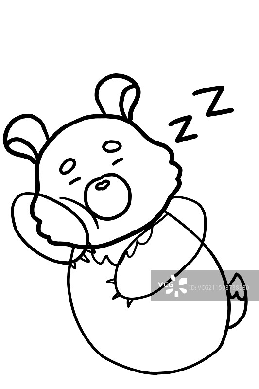 睡觉的黑熊 线条图片素材